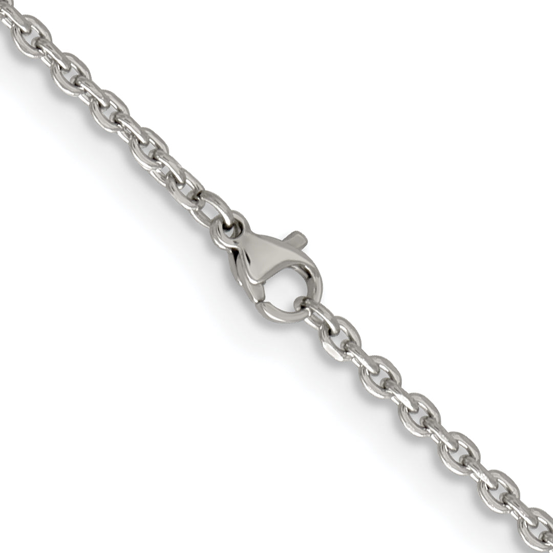 Stainless Steel Chisel Polished 2.7mm 22 Inch Cable Chain Necklace