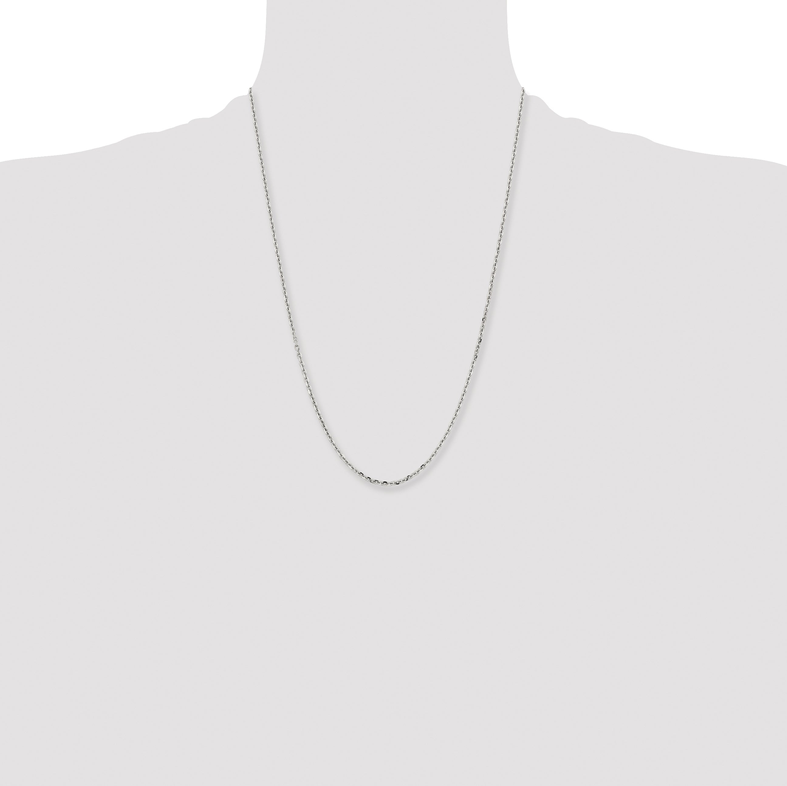 Stainless Steel Chisel Polished 2.7mm 24 Inch Cable Chain Necklace