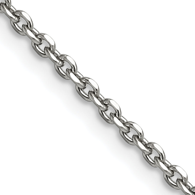Stainless Steel Chisel Polished 2.7mm 24 Inch Cable Chain Necklace