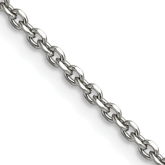 Stainless Steel Chisel Polished 2.7mm 24 Inch Cable Chain Necklace