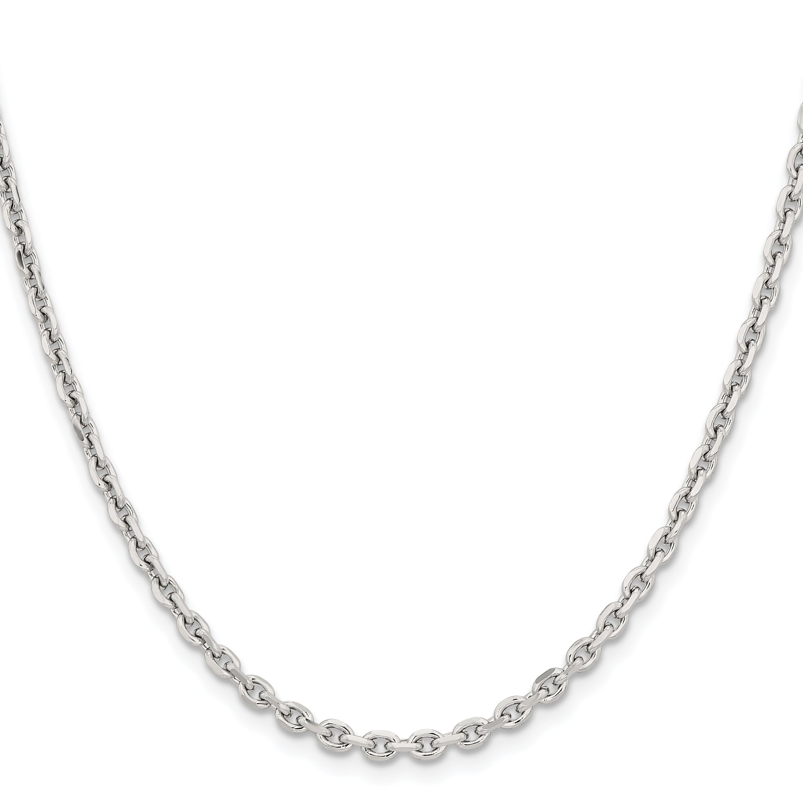 Stainless Steel Chisel Polished 3.4mm 20 Inch Cable Chain Necklace