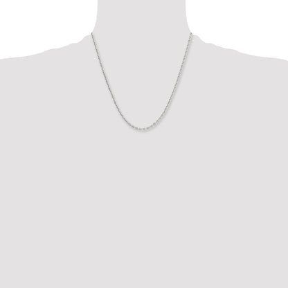 Stainless Steel Chisel Polished 3.4mm 20 Inch Cable Chain Necklace