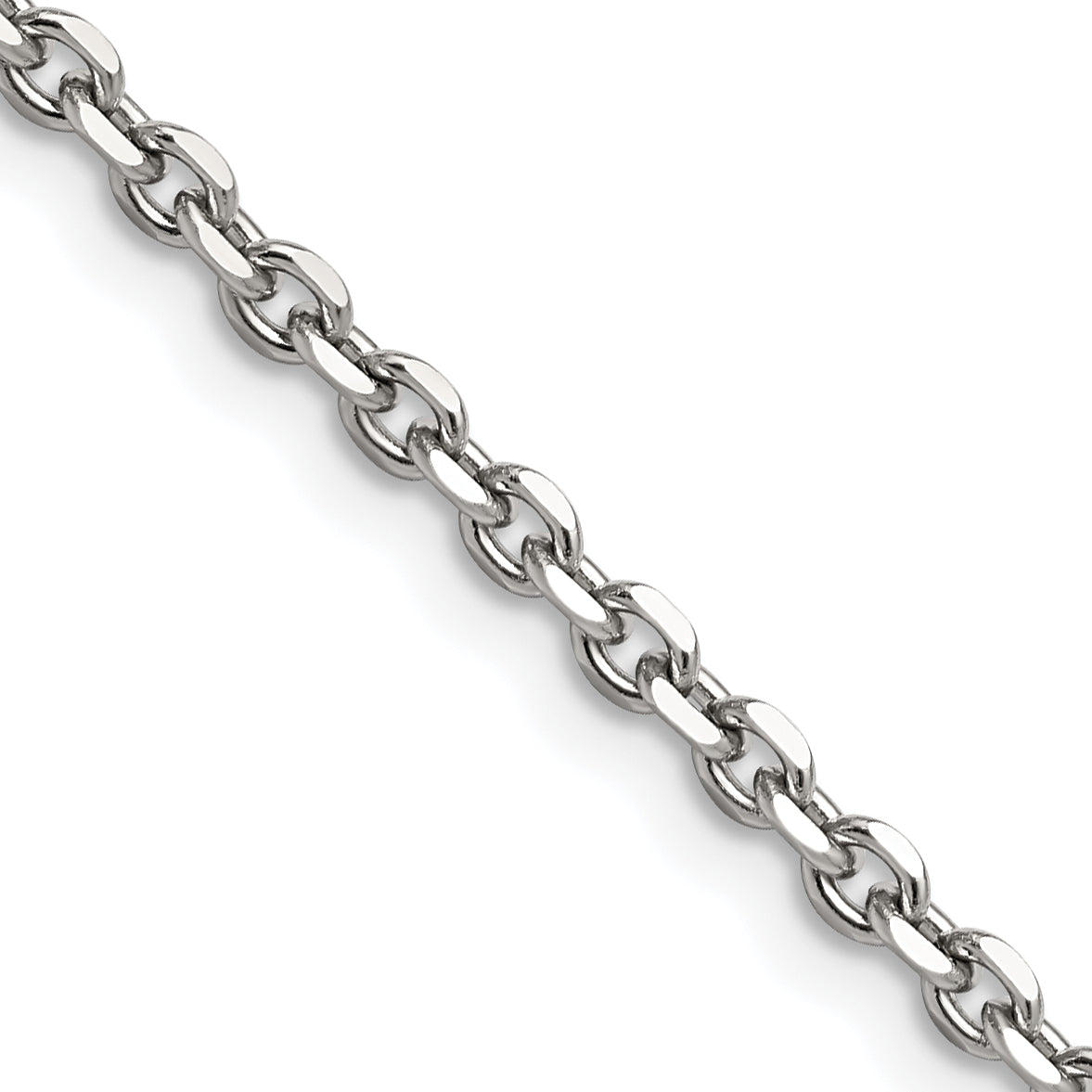 Stainless Steel Chisel Polished 3.4mm 18 Inch Cable Chain Necklace