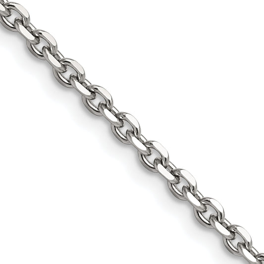 Stainless Steel Chisel Polished 3.4mm 20 Inch Cable Chain Necklace