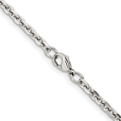 Stainless Steel Chisel Polished 4.3mm 30 Inch Cable Chain Necklace