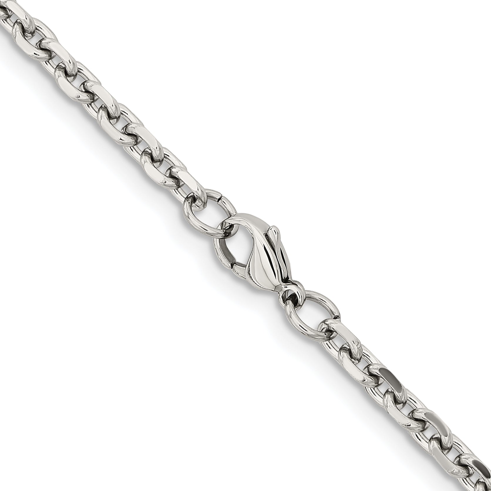 Stainless Steel Chisel Polished 4.3mm 24 Inch Cable Chain Necklace