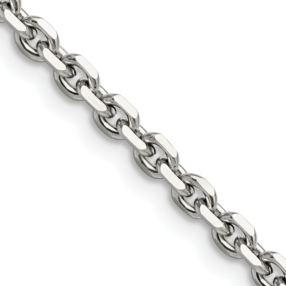 Stainless Steel Chisel Polished 4.3mm 22 Inch Cable Chain Necklace