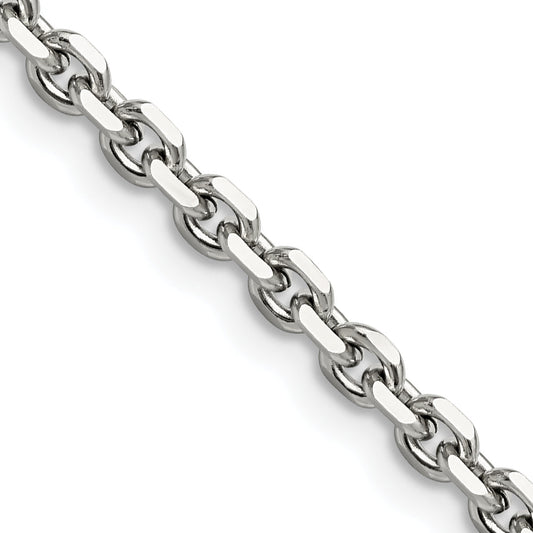 Stainless Steel Chisel Polished 4.3mm 22 Inch Cable Chain Necklace