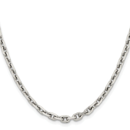 Stainless Steel Chisel Polished 5.3mm 22 Inch Cable Chain Necklace