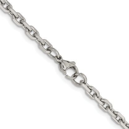 Stainless Steel Chisel Polished 5.3mm 24 Inch Cable Chain Necklace
