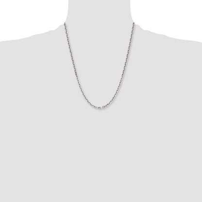 Stainless Steel Chisel Polished 5.3mm 22 Inch Cable Chain Necklace