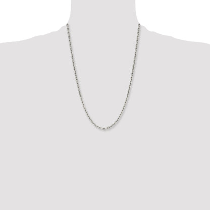 Stainless Steel Chisel Polished 5.3mm 24 Inch Cable Chain Necklace