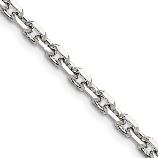 Stainless Steel Chisel Polished 5.3mm 20 Inch Cable Chain Necklace