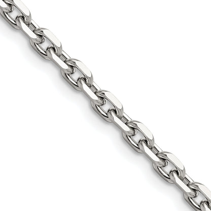 Stainless Steel Chisel Polished 5.3mm 24 Inch Cable Chain Necklace