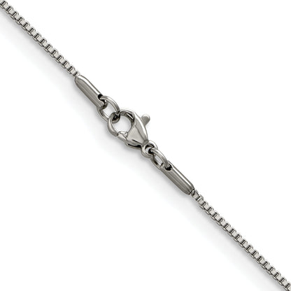 Stainless Steel Chisel Polished 1.2mm 16 Inch Box Chain Necklace