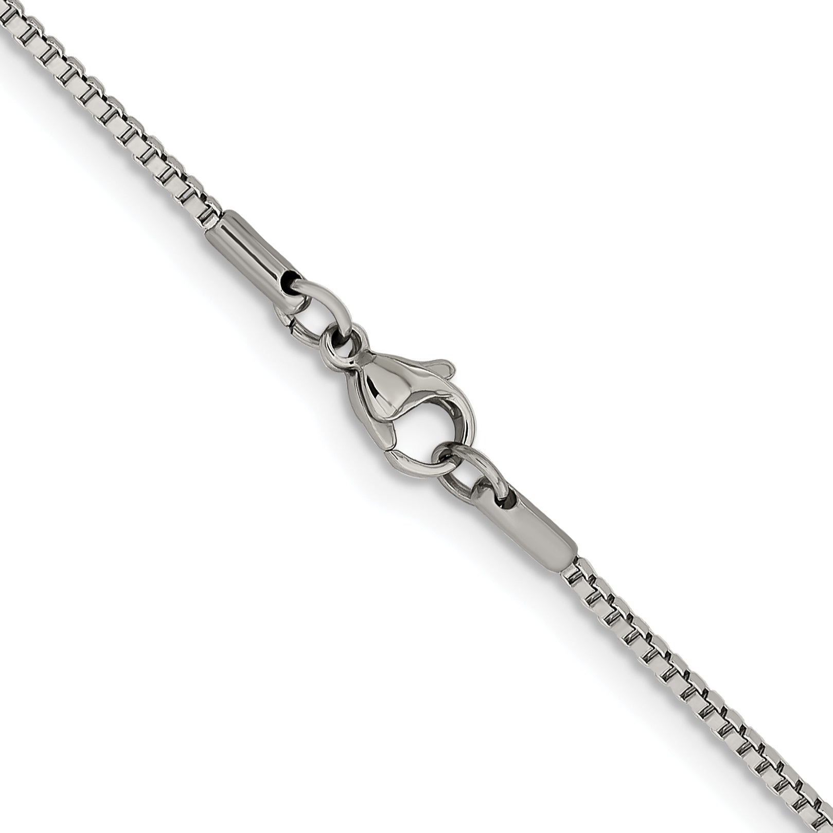Stainless Steel Chisel Polished 1.5mm 18 Inch Box Chain Necklace