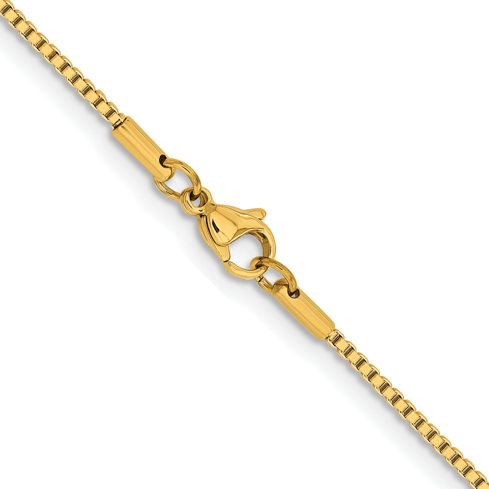 Stainless Steel Chisel Polished Yellow Ip-Plated 1.5mm 18 Inch Box Chain Necklace
