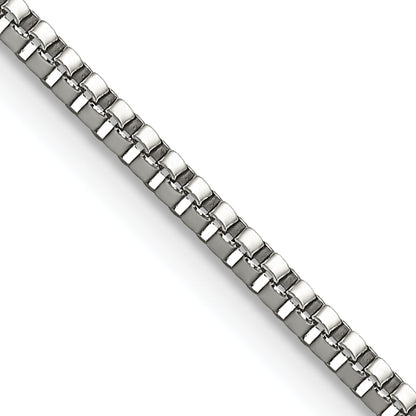 Stainless Steel Chisel Polished 2mm 20 Inch Box Chain Necklace