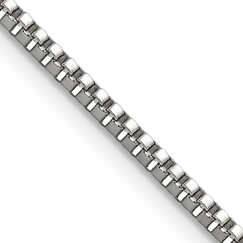 Stainless Steel Chisel Polished 2mm 24 Inch Box Chain Necklace