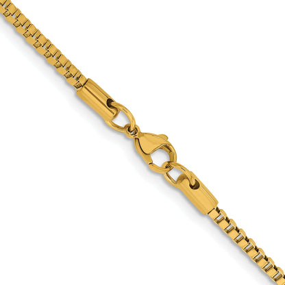 Stainless Steel Chisel Polished Yellow Ip-Plated 2.4mm 18 Inch Box Chain