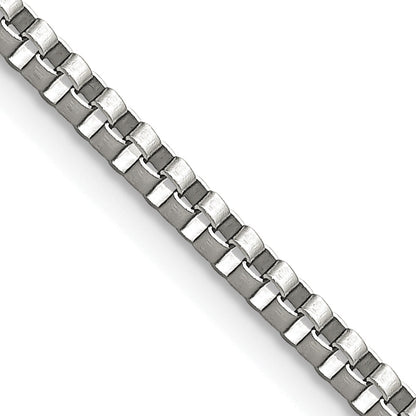 Stainless Steel Chisel Polished 2.4mm 22 Inch Box Chain Necklace