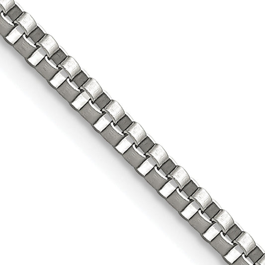 Stainless Steel Chisel Polished 2.4mm 24 Inch Box Chain Necklace