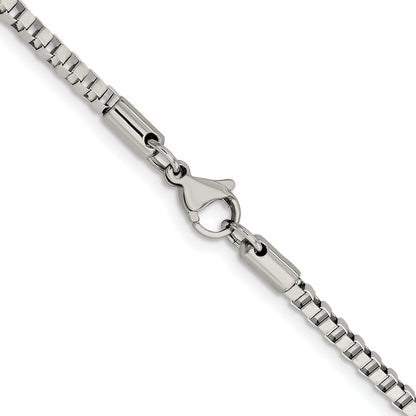 Stainless Steel Chisel Polished 3.2mm 22 Inch Box Chain
