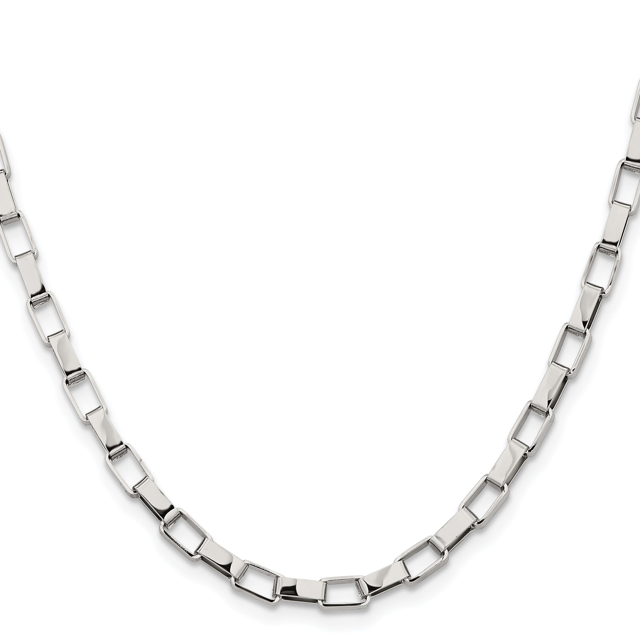 Stainless Steel Chisel Polished 4.8mm 22 Inch Square Link Chain Necklace