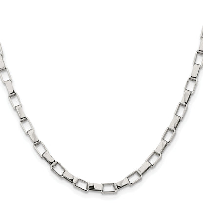 Stainless Steel Chisel Polished 4.8mm 22 Inch Square Link Chain Necklace
