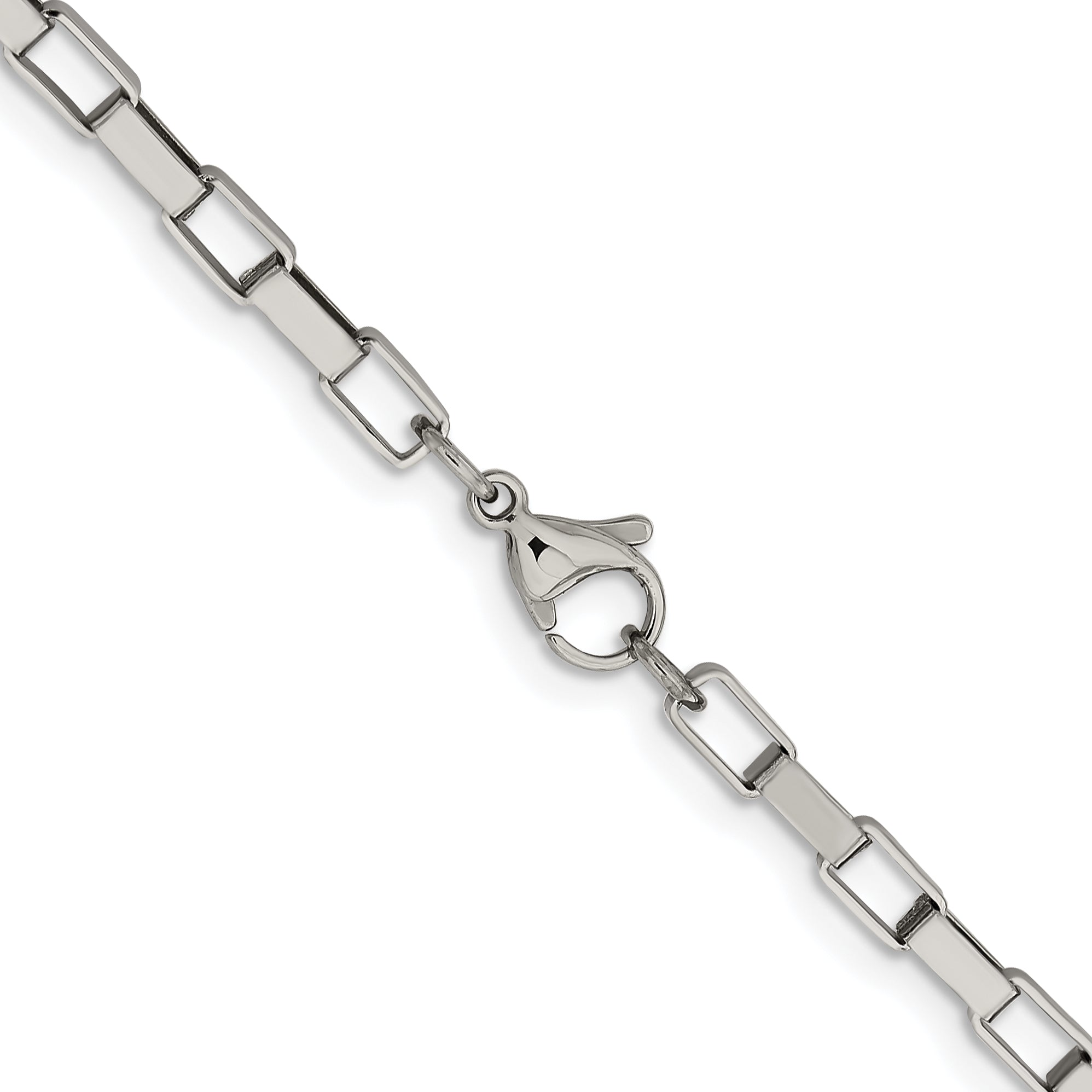 Stainless Steel Chisel Polished 4.8mm 22 Inch Square Link Chain Necklace