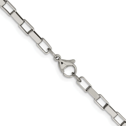 Stainless Steel Chisel Polished 4.8mm 22 Inch Square Link Chain Necklace