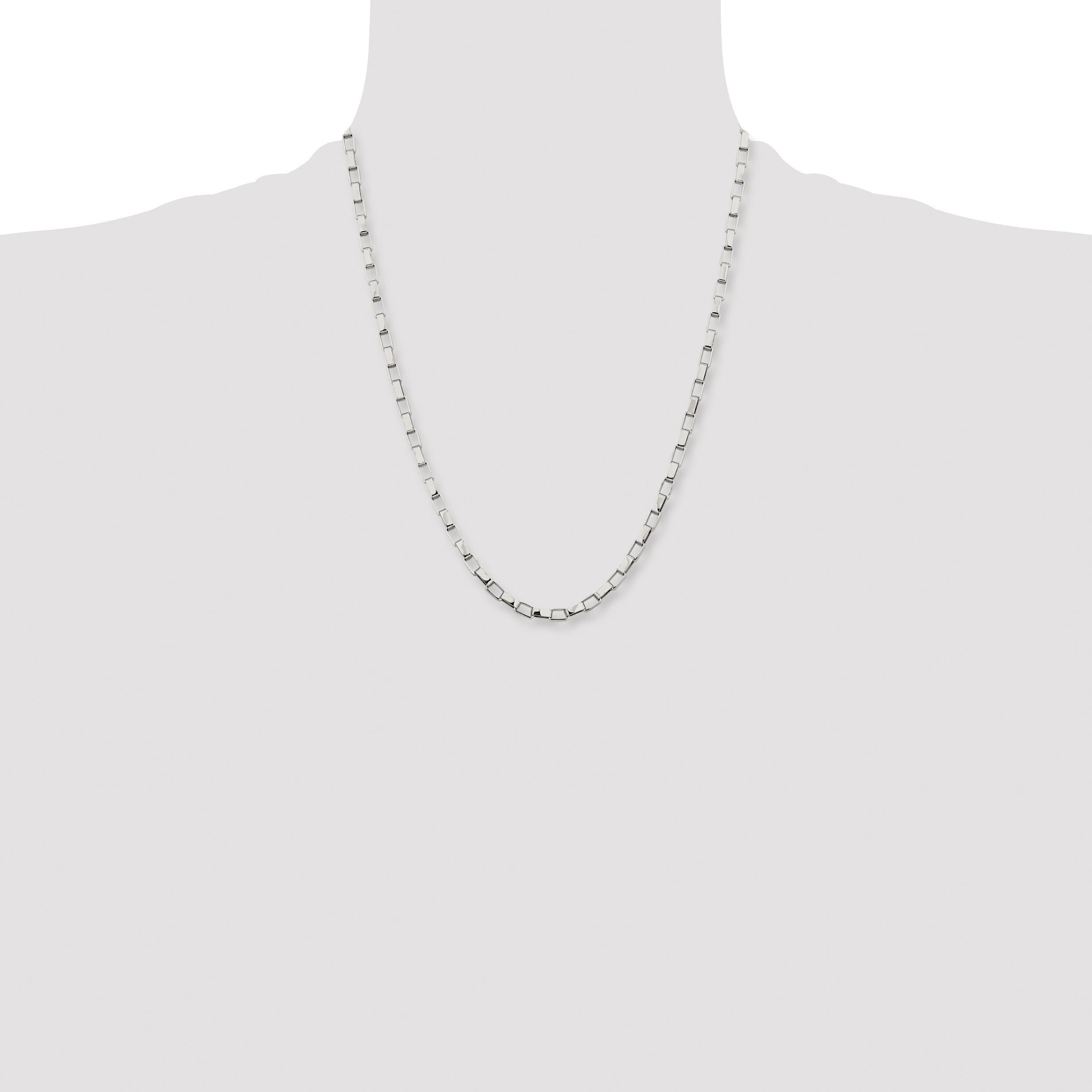 Stainless Steel Chisel Polished 4.8mm 22 Inch Square Link Chain Necklace