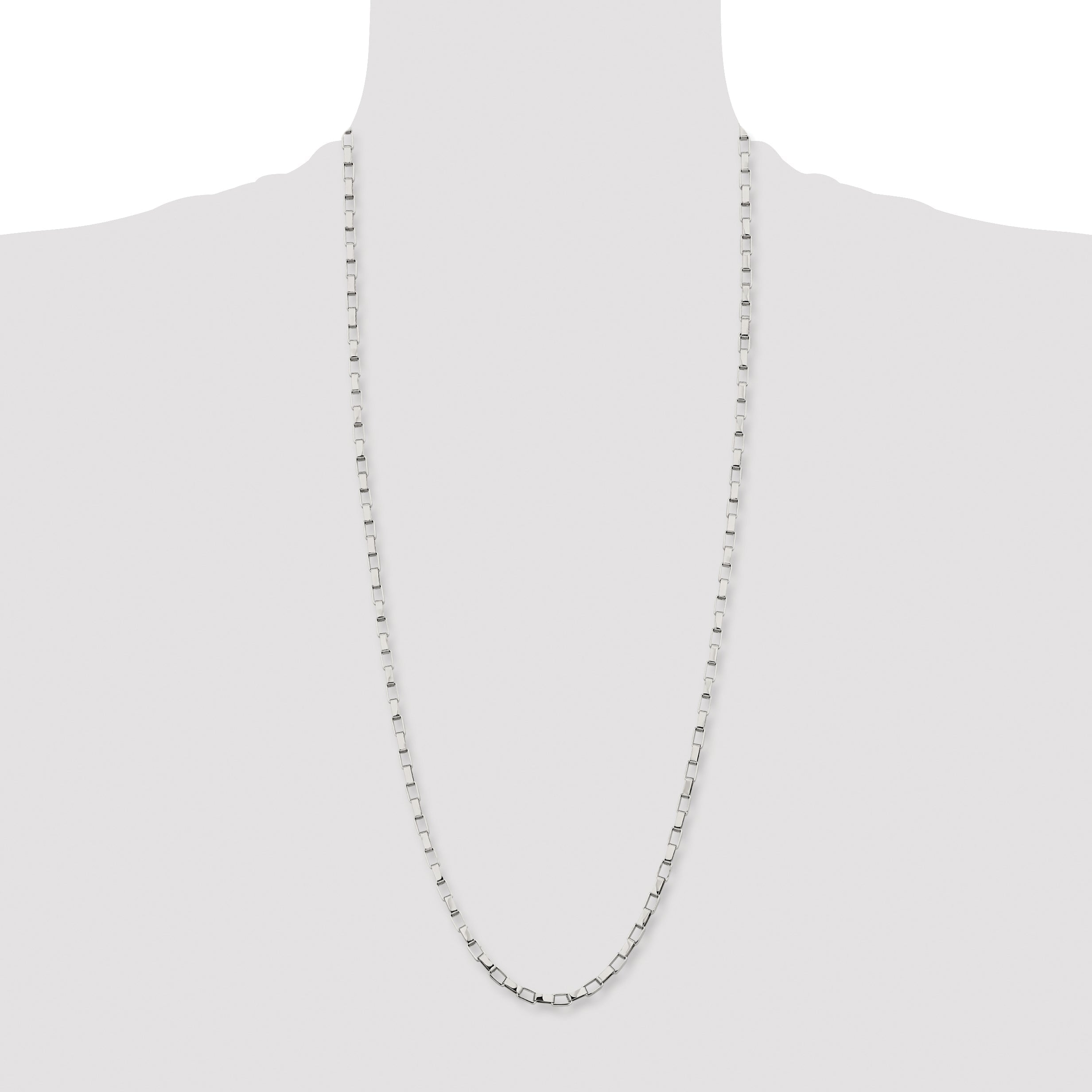 Stainless Steel Chisel Polished 4.8mm 30 Inch Square Link Chain