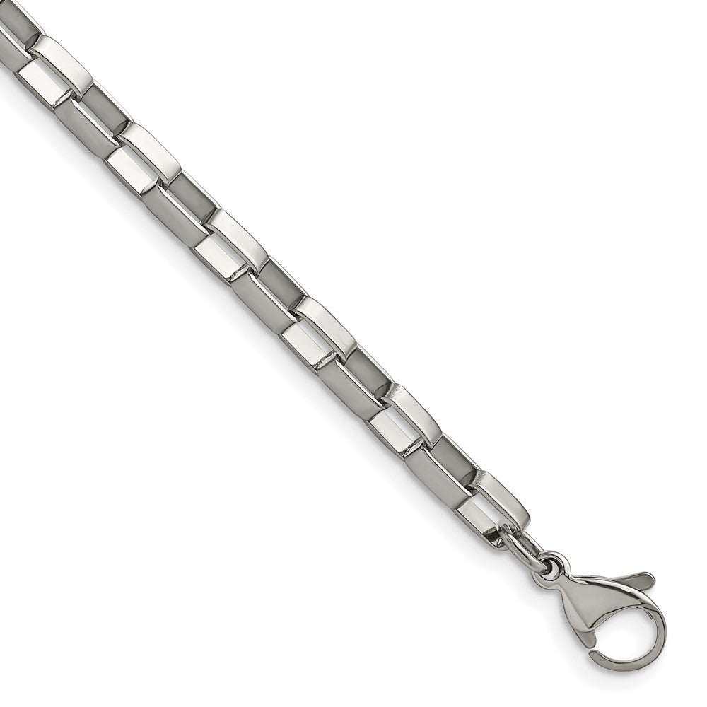 Stainless Steel Chisel Polished 4.8mm 8 Inch Square Link Chain Bracelet