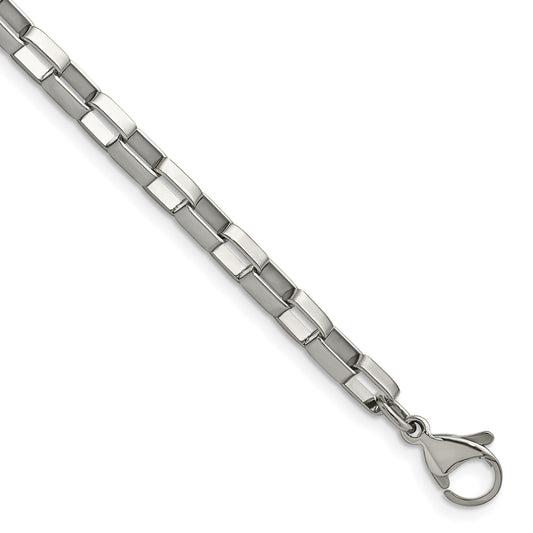 Stainless Steel Chisel Polished 4.8mm 8 Inch Square Link Chain