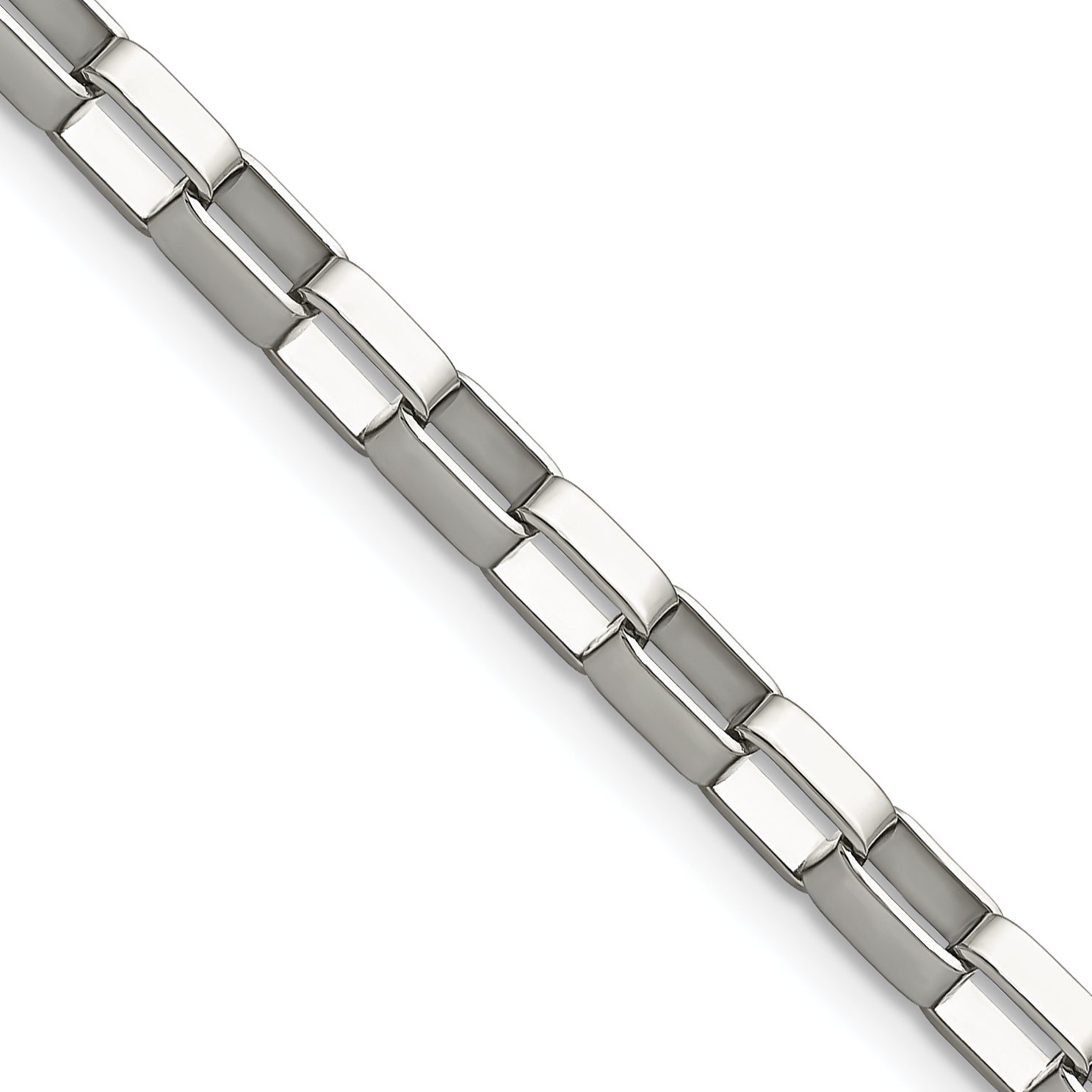 Stainless Steel Chisel Polished 4.8mm 22 Inch Square Link Chain Necklace