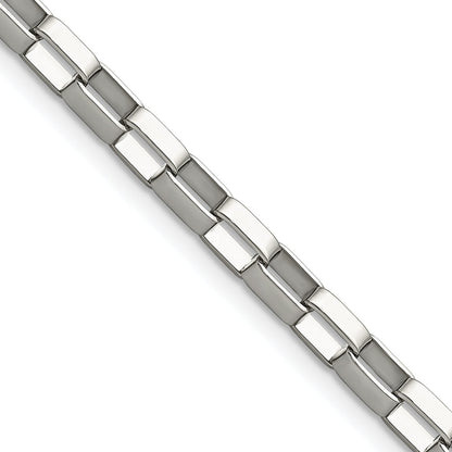 Stainless Steel Chisel Polished 4.8mm 22 Inch Square Link Chain Necklace