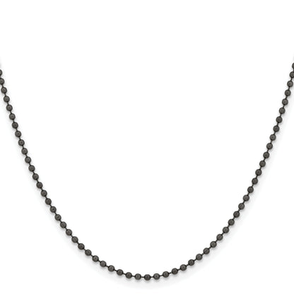 Stainless Steel Chisel Polished Black Ip-Plated 2mm 24 Inch Ball Chain Necklace