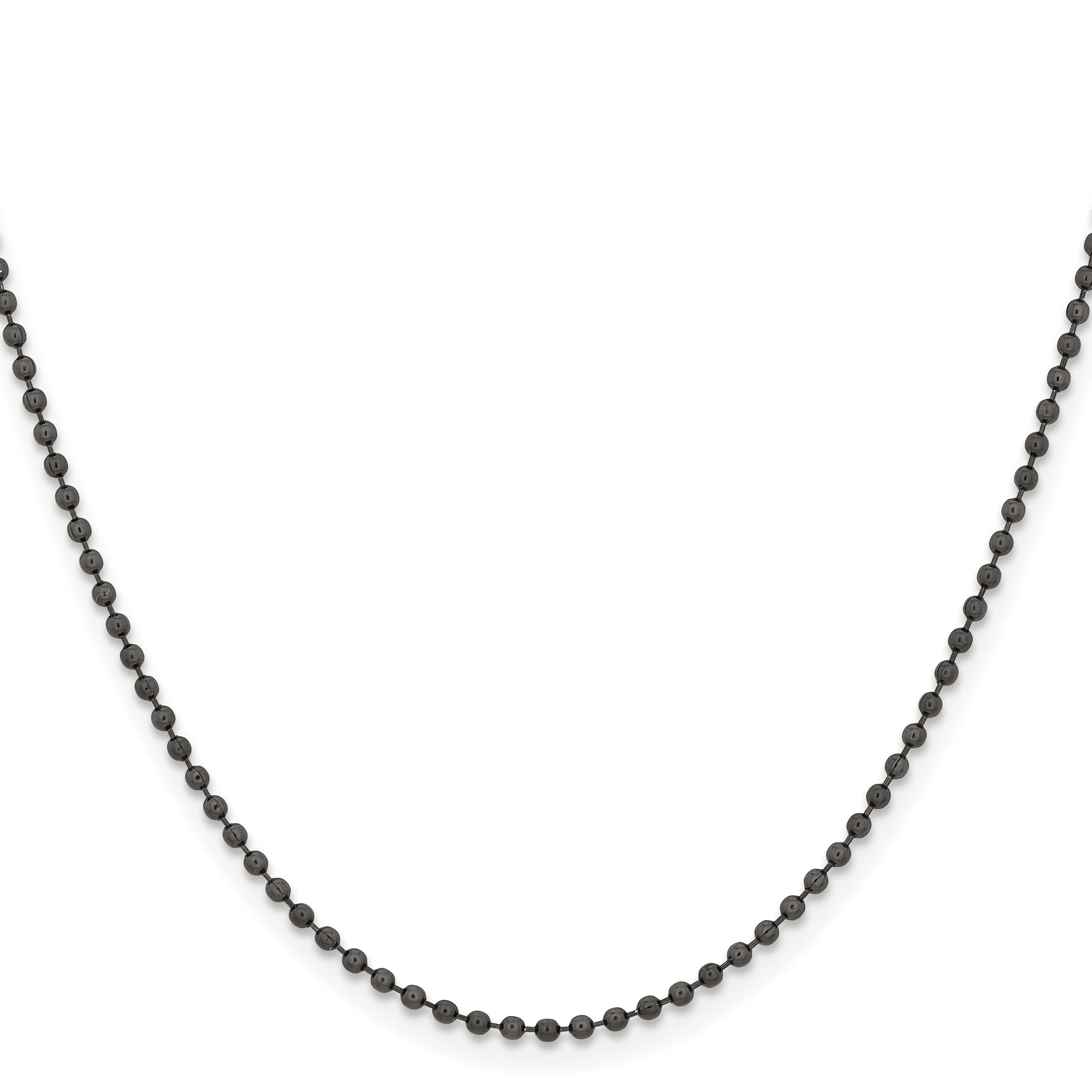 Stainless Steel Chisel Polished Black Ip-Plated 2mm 20 Inch Ball Chain Necklace