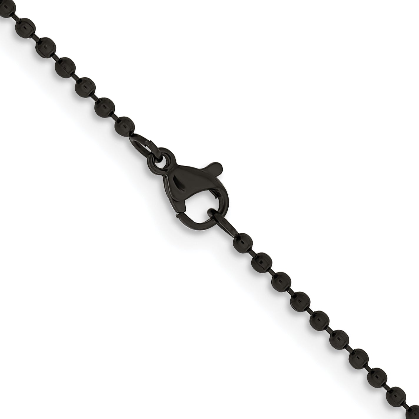 Stainless Steel Chisel Polished Black Ip-Plated 2mm 30 Inch Ball Chain Necklace