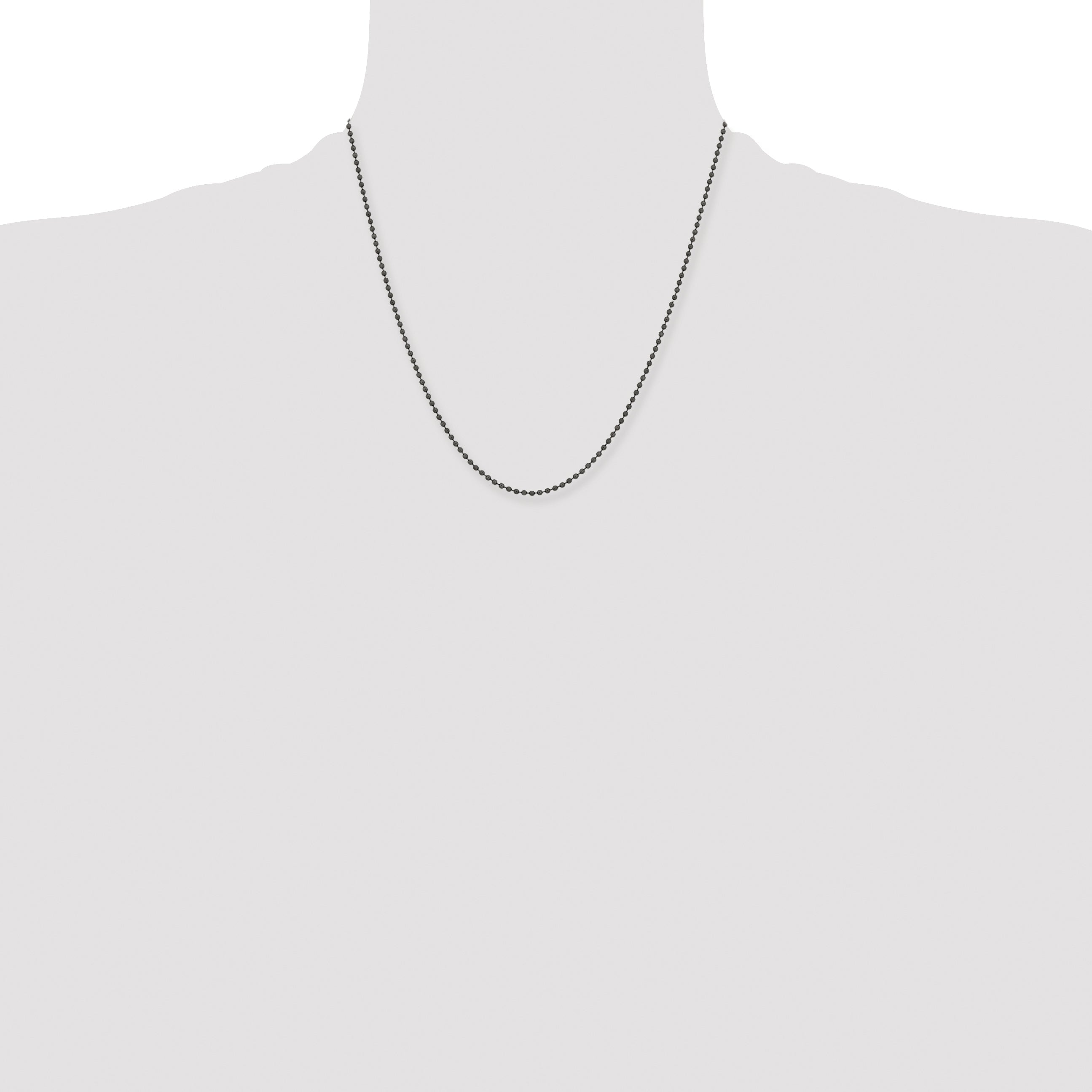 Stainless Steel Chisel Polished Black Ip-Plated 2mm 20 Inch Ball Chain Necklace