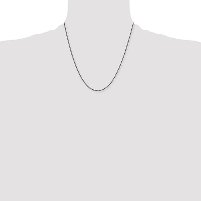 Stainless Steel Chisel Polished Black Ip-Plated 2mm 20 Inch Ball Chain Necklace