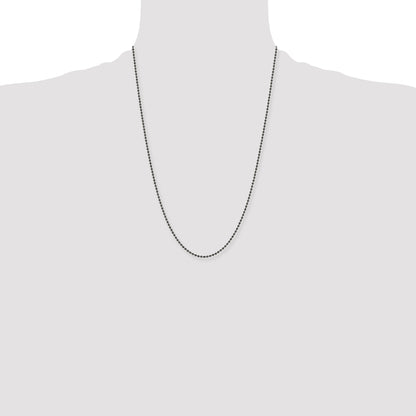 Stainless Steel Chisel Polished Black Ip-Plated 2mm 24 Inch Ball Chain Necklace