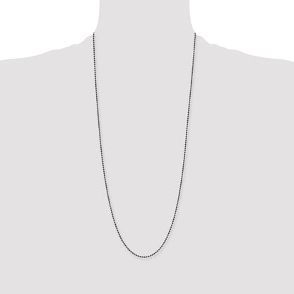 Stainless Steel Chisel Polished Black Ip-Plated 2mm 30 Inch Ball Chain Necklace