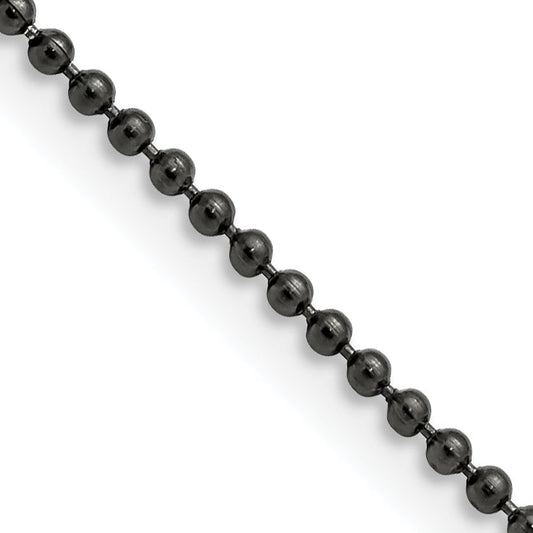 Stainless Steel Chisel Polished Black Ip-Plated 2mm 20 Inch Ball Chain Necklace