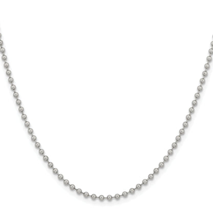 Stainless Steel Chisel Polished 2.4mm 18 Inch Ball Chain Necklace