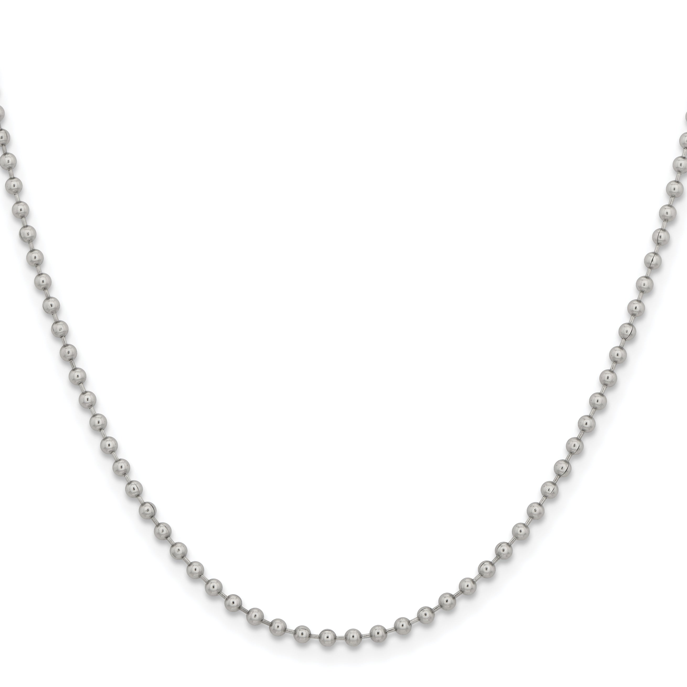 Stainless Steel Chisel Polished 2.4mm 30 Inch Ball Chain Necklace