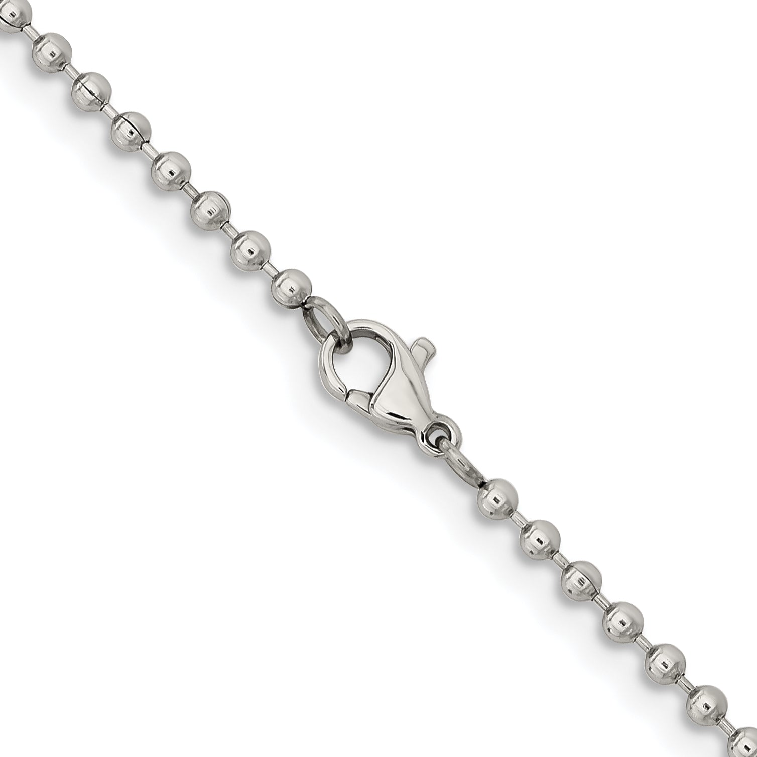 Stainless Steel Chisel Polished 2.4mm 16 Inch Ball Chain Necklace