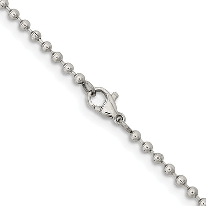 Stainless Steel Chisel Polished 2.4mm 20 Inch Ball Chain Necklace