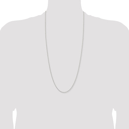 Stainless Steel Chisel Polished 2.4mm 30 Inch Ball Chain Necklace